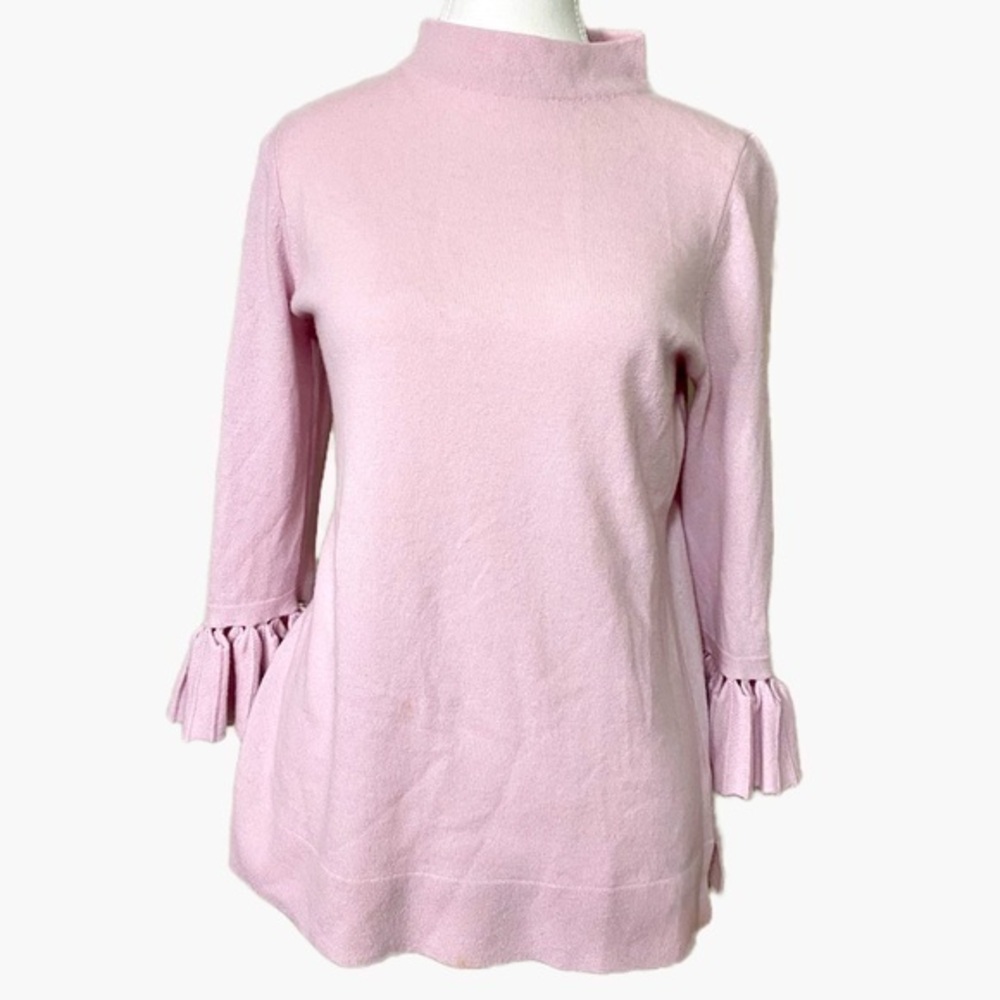 Kinross Cashmere Light Purple Ruffle Sleeve Sweater